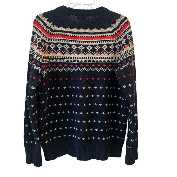 J. Crew Men's Holiday Multicolor Patterned Crewneck Lambs Wool Preppy Sweater - Picture 3 of 5